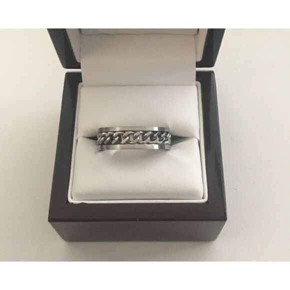 Mens' Stainless Rope Center Band Ring Sz 12 - Picture 1 of 1